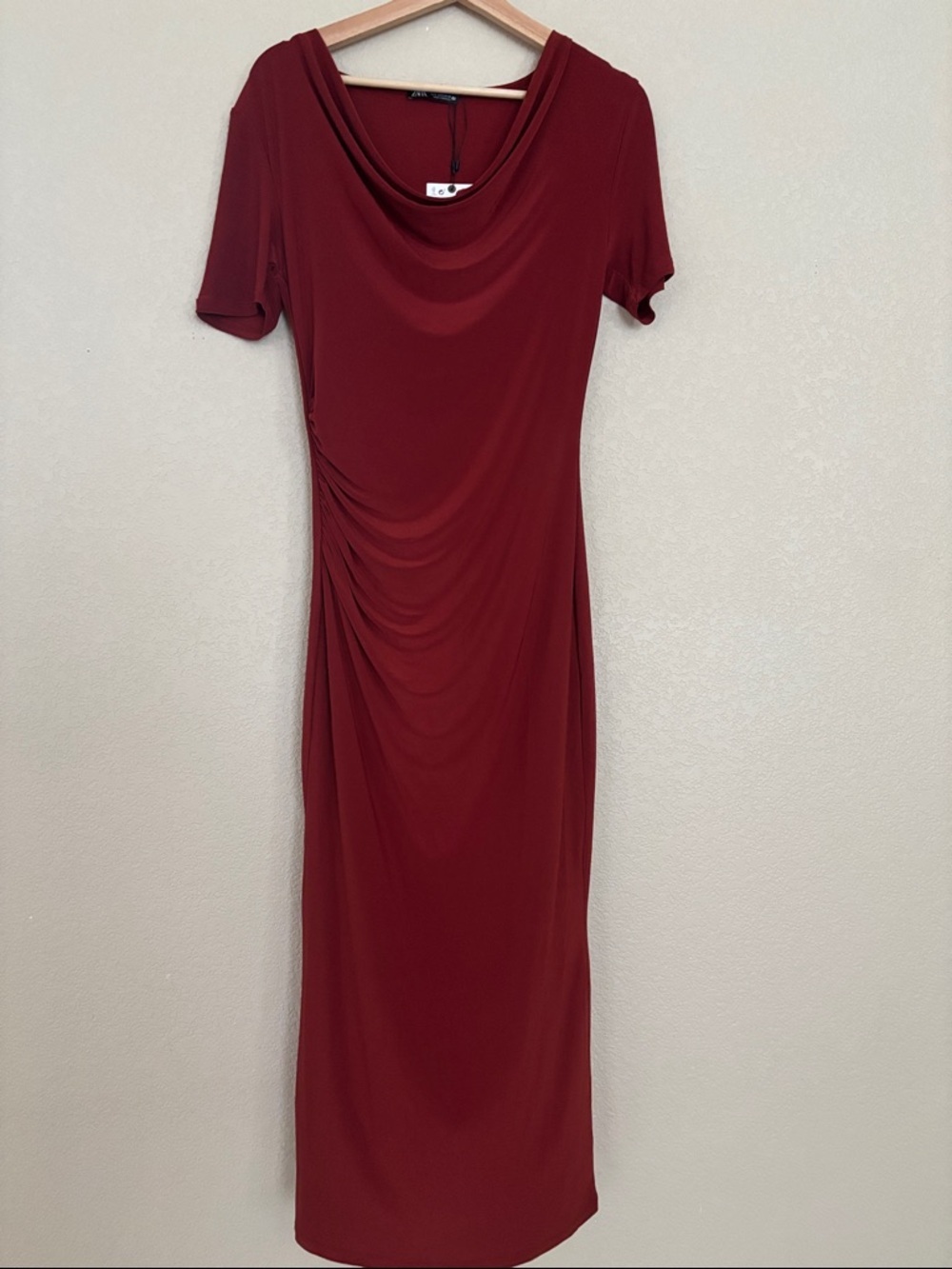 Zara Flowing Draped Midi Dress. NWT